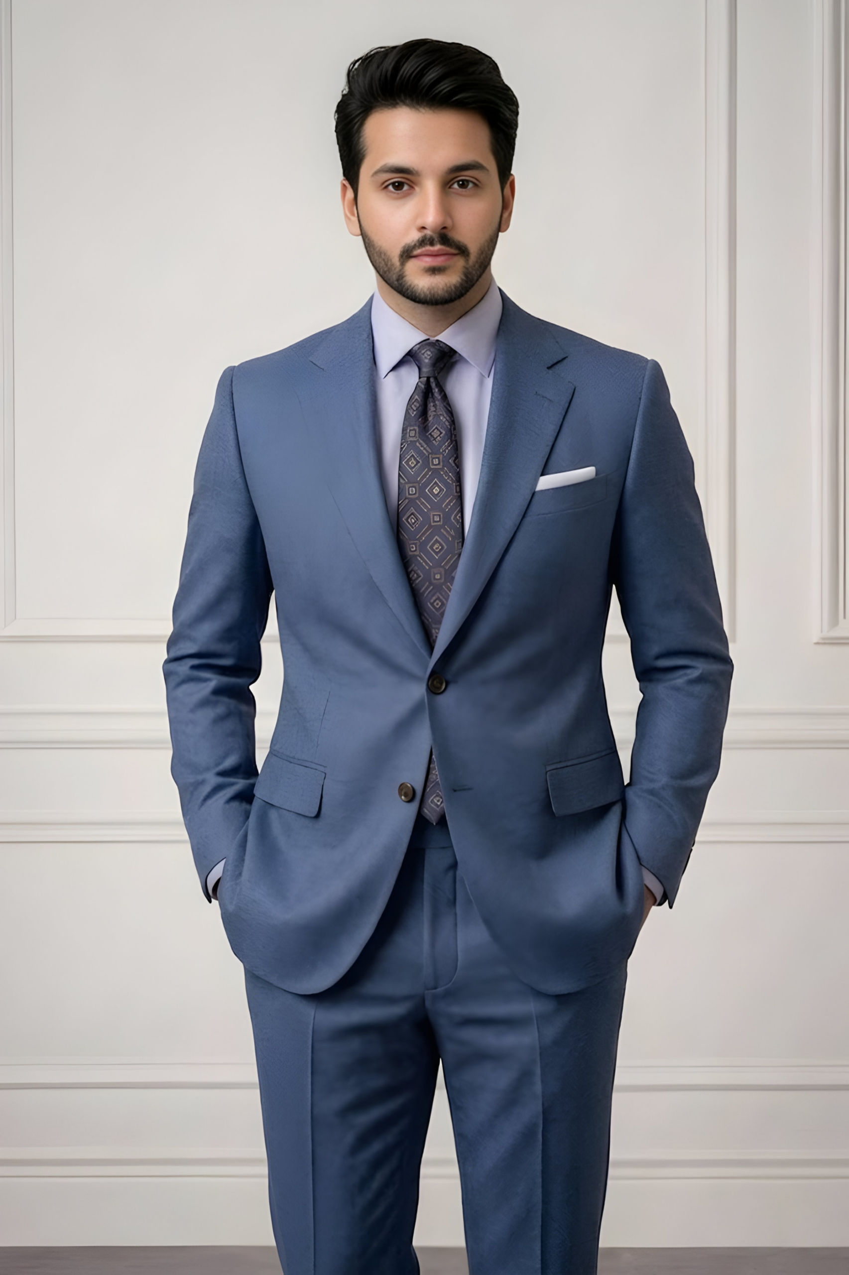 MONTLINO P5032 - Royal Blue Solid Two Piece - Image 2